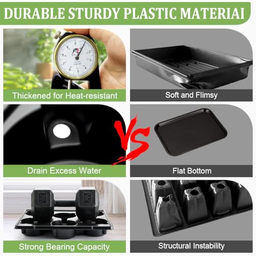 30 Pack 6 Inch Clear Nursery Pots and 5 Pack 6 Cell Round Plant Pot Trays (35 Count)