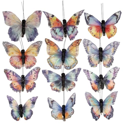 Artificial Feather Simulation Butterfly Party Decoration Set (H Clip)