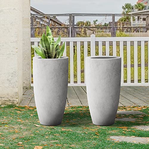 23.6" H Natural Concrete Tall Planters Two Pack (Natural Concrete / 23.6"H Two Pack)