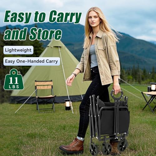Collapsible Wagon Cart Foldable 37" L 480lbs Capacity (200L)