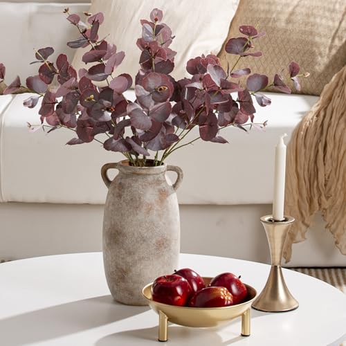 Ceramic Flower Vase 12 inch Farmhouse Rustic Vase Decorative Pottery Terracotta Tall Vases for Home Decor Table Mantle Fireplace Living Room Bathroom Wedding Centerpiece (L-terracota)
