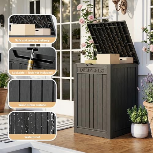 56 Gal Waterproof Outdoor Storage Box UV Resistant Deck Box (Black / 56 Gallon)