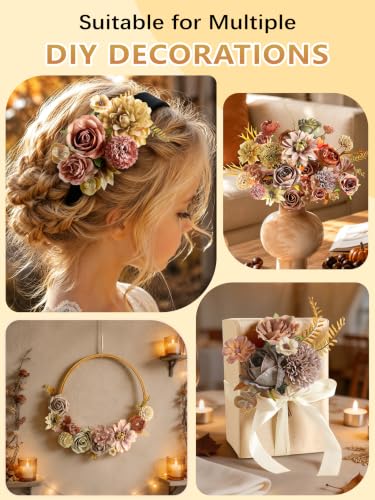 Fall Artificial Flowers Combo Fake Flowers Bulk for Wedding Decor (Coffee)