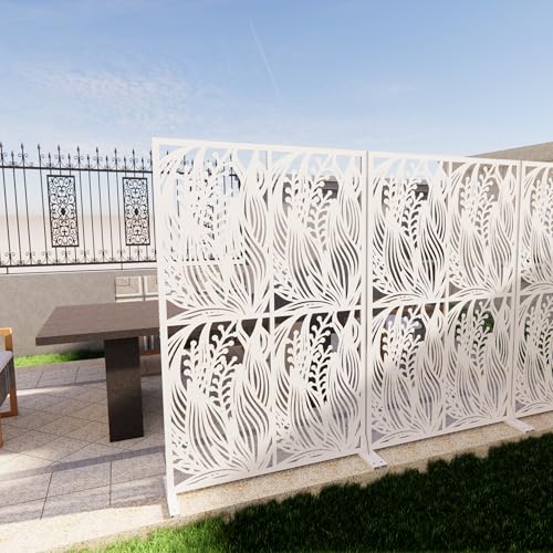 72" Metal Privacy Screen Leaf Pattern