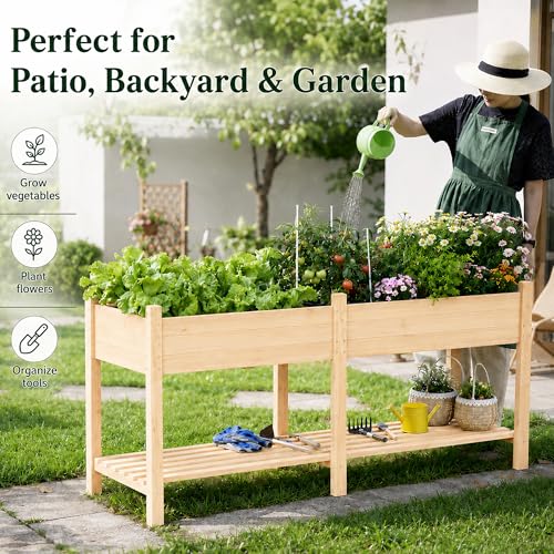 72 in Raised Garden Beds Outdoor Fir Wood Planters for Outdoor Plants (Natural / W72X D23.5X H30in)