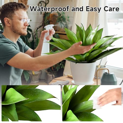 28" Artificial Agave Plants Outdoor Large Fake Agave Plants Faux Succulents for Outdoor Indoor Home Front Porch Decor (Green-2pcs-28")