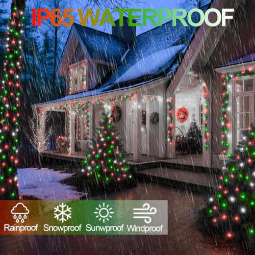 Outdoor Solar String Lights (Red White Green / 2 Pack-400LED)