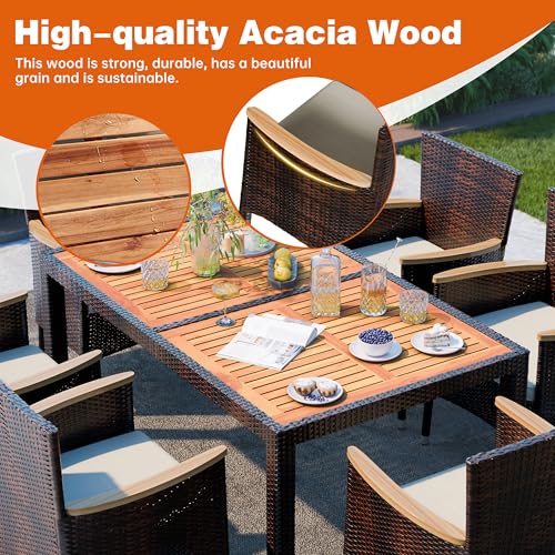 7 PCS Wicker Patio Dining Set (Brown / 7 Pieces)