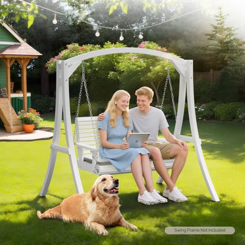 4 FT Heavy Duty Porch Swing with Cushion (White / 4 FT)