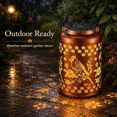 Solar Lanterns Outdoor Waterproof Garden Decor Gifts for Women Mom Grandma (C-Red Bird 1PC)
