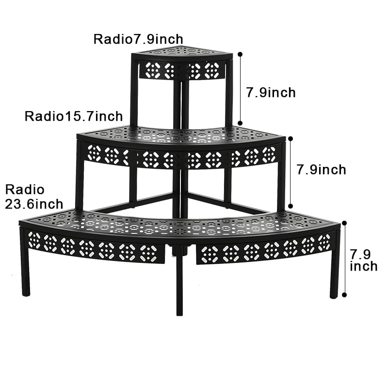 3 Tier Metal Plant Stand (24" Corner Round)