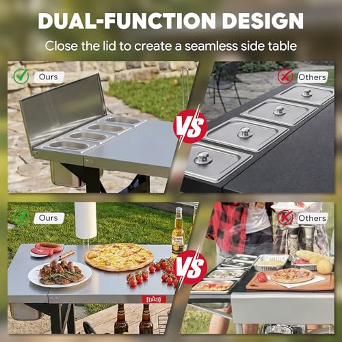 Outdoor Pizza Prep Table with Topping Station & Stainless Steel Top (Table with Topping Station)