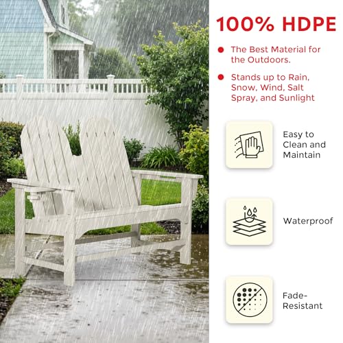 Outdoor Patio HDPE Adirondack Garden Skinny Bench (Sand / 51.5IN)