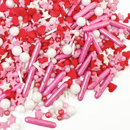 Pink and Red Sprinkles Edible (Pink White Red)