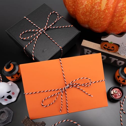 Orange Black White Cotton Twine 2mm 328 Feet for Gift Wrapping DIY Crafts Halloween Party Decoration Gift Tags