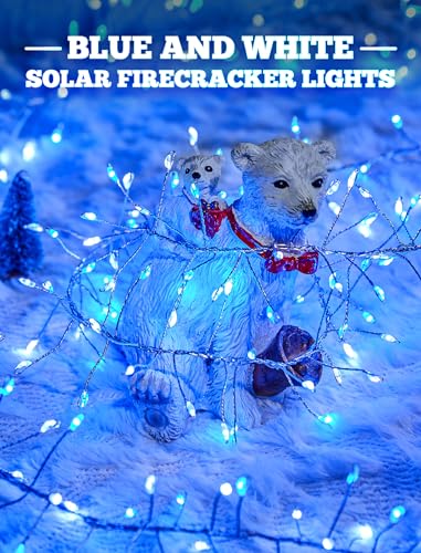 240 LED Solar Fairy Lights Outdoor Waterproof IP65 (Blue & White / 19.6Ft)