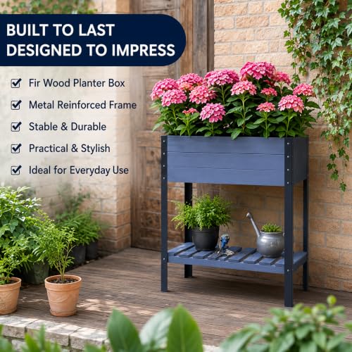 Raised Garden Bed with Metal Legs (Gray / W31x D15x H31in)