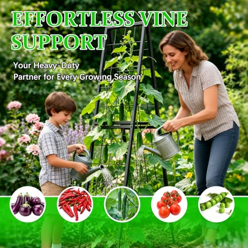 Metal Garden Trellises Heavy Duty Plant Support Trellis (16"x 77"H A-Frame)