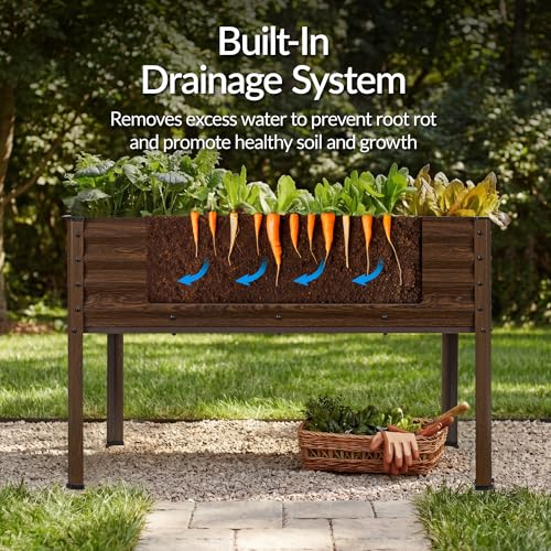 48x24x30in Galvanized Raised Garden Bed (48x24x30in / Dark Brown Wood Grain)