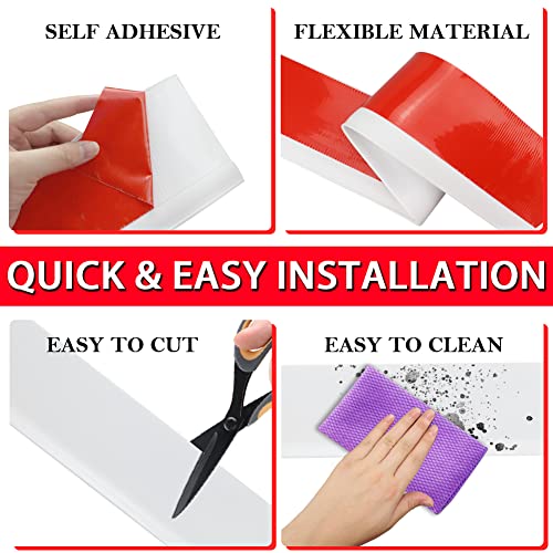 Vinyl Wall Base Rubber Baseboard Molding Trim Self Adhesive 3" Wide (White / 3in x 20ft)