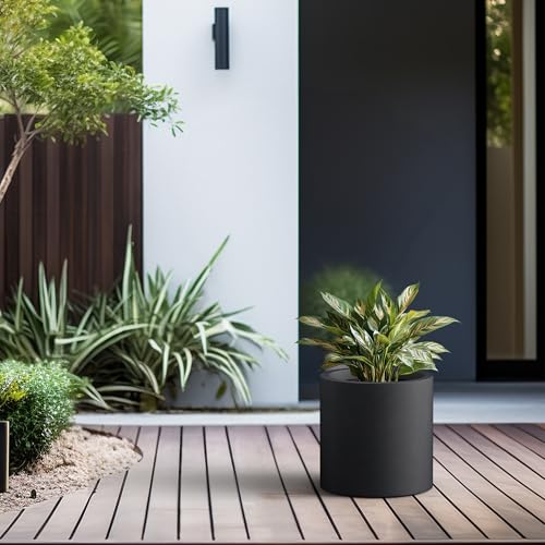 Accent Round Cylinder Black Concrete Planter 12.6" Tall (Black / 12.6" Dia)