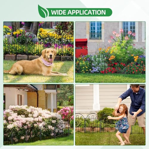 10 Pack Decorative Garden Fence (Black / 10 Panels, 26in x 10.8ft)