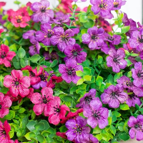 Artificial Flowers for Outdoor Indoor Garden Home Decoration (Purple Pink)