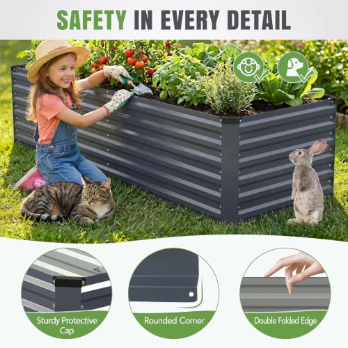 Galvanized Metal Raised Garden Bed 8×3×2FT (Gray / 8×3×2ft)
