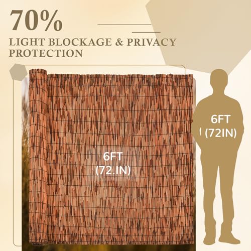 Brown 2 Pack 6FT X16.4FT Reed Fencing Roll Bamboo Privacy Screen (2 Pack 6 X 16.4FT / Brown)