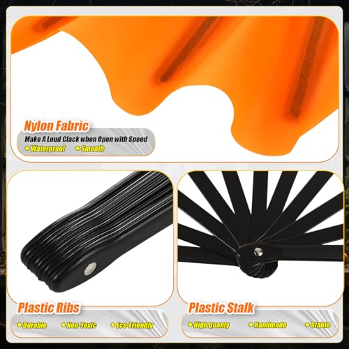 2 Packs Large Folding Hand Fans (Orange)