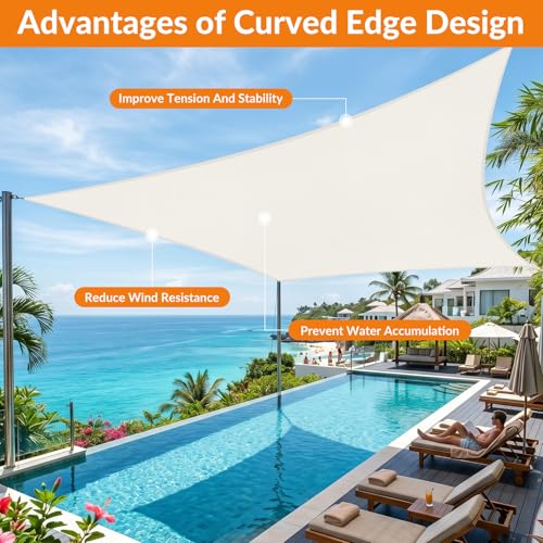 25'X32' Sun Shade Sail Cream Curved Square Customizable (Cream / 25'X32' custom)