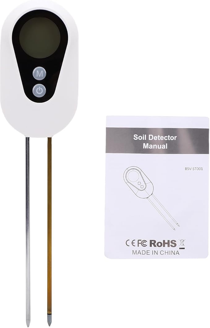 Soil Meter, PH Moistures Temperature Light Digital Soil Tester with Bright LED Display for Garden Lawn Farm and Orchard