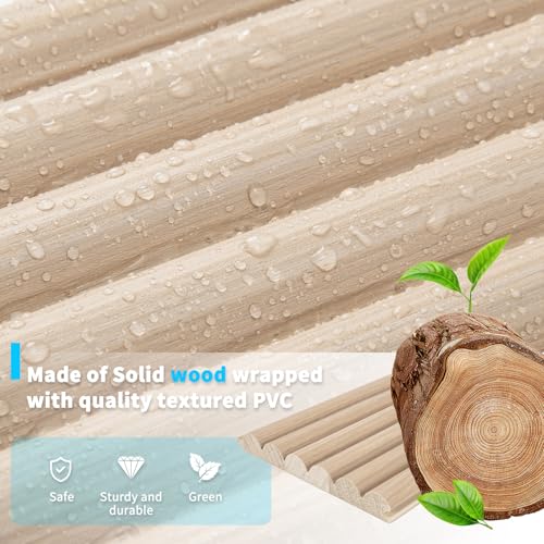108 x 5.7 in Fluted Wood Wall Paneling for Home Decor (8Pcs-108 x 5.7 Inch / Beaded Ashtree)