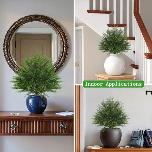 2 Pack 23" Artificial Cedar Topiary Ball Trees with Ground Spike (Fine Cedar)