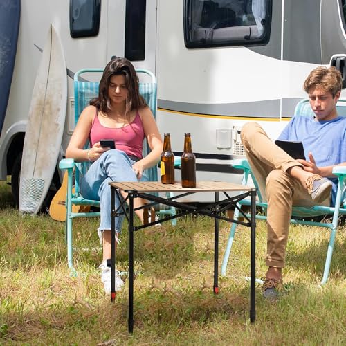Folding Camping Square Table (Gold / Large)