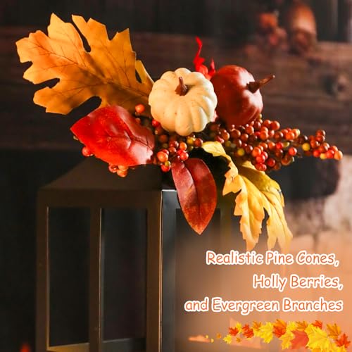 Fall Lanterns LED Candles 2 Pack 17.7 Inch Thanksgiving Decor Timer