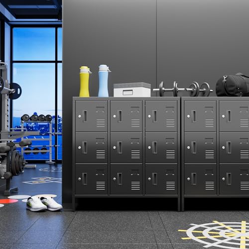 9 Door Metal Locker with Lock and Card Slot (Black / S-9 Doors)