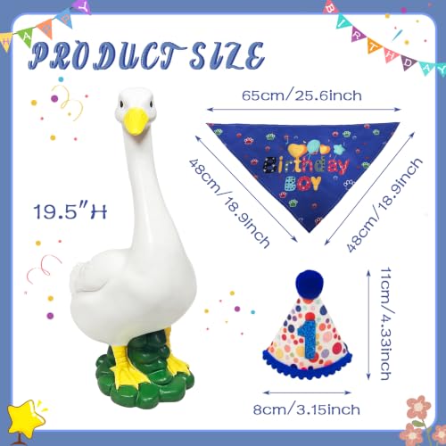 Porch Goose Statue (boy birthday goose)