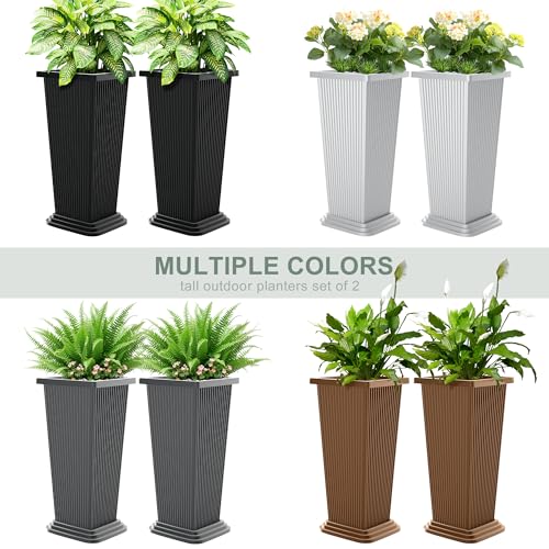Plastic 24" Tall Outdoor Planters Set of 2 (2 Count)