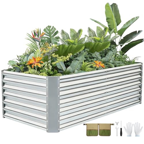 6x3x2 ft Galvanized Raised Garden Bed Kit (Silver / 6x3x2 ft)