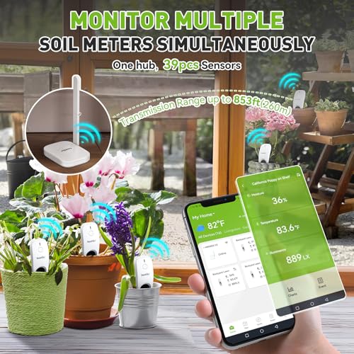3-in-1 APP Remote Monitoring WiFi Soil Meter Indoor/Outdoor (Sensor + Hub / White)