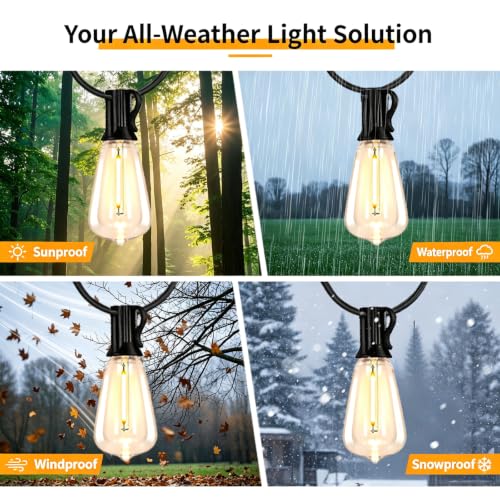 100FT Solar String Lights Outdoor Waterproof (100FT(30 Sockets))