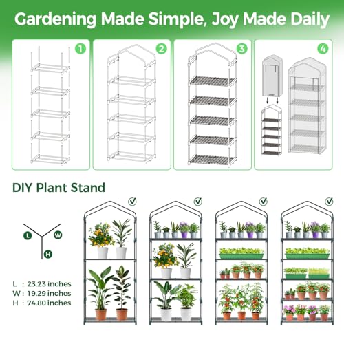 Mini Greenhouse for Indoor Outdoor (Green / 5 Tier Single Layer Roof)