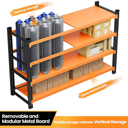 79” Wide Heavy Duty Metal Garage Shelving (Black Orange / 79"Wx24"Dx79"H)