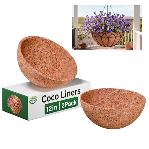 2 Pack 12 Inch Coconut Liners for Hanging Baskets Replacement (12inch)