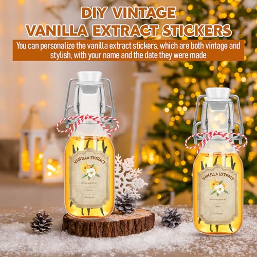 20 Pack Swing Top Glass Vanilla Extract Bottles 4 oz with Lids (Round-4oz-20pcs)