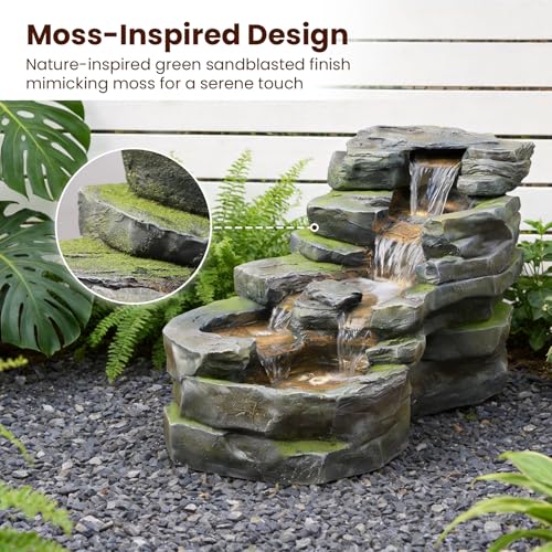 Garden Water Fountain Outdoor Feature (Gray / 31" L)