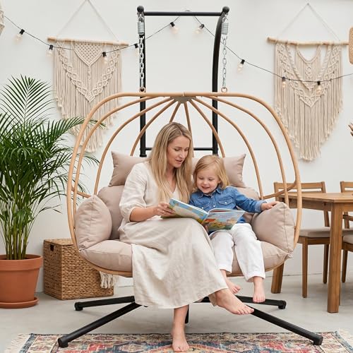 Double Egg Chair Outdoor (Double Seat/Light Brown)