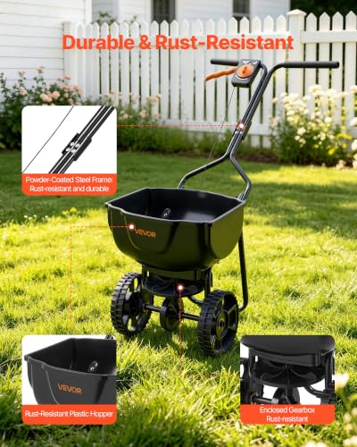 Broadcast Spreader 15 lbs Capacity Hopper Walk (15LB / Black)