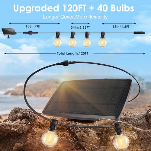 120FT Solar String Lights Outdoor Waterproof with Remote (120FT)